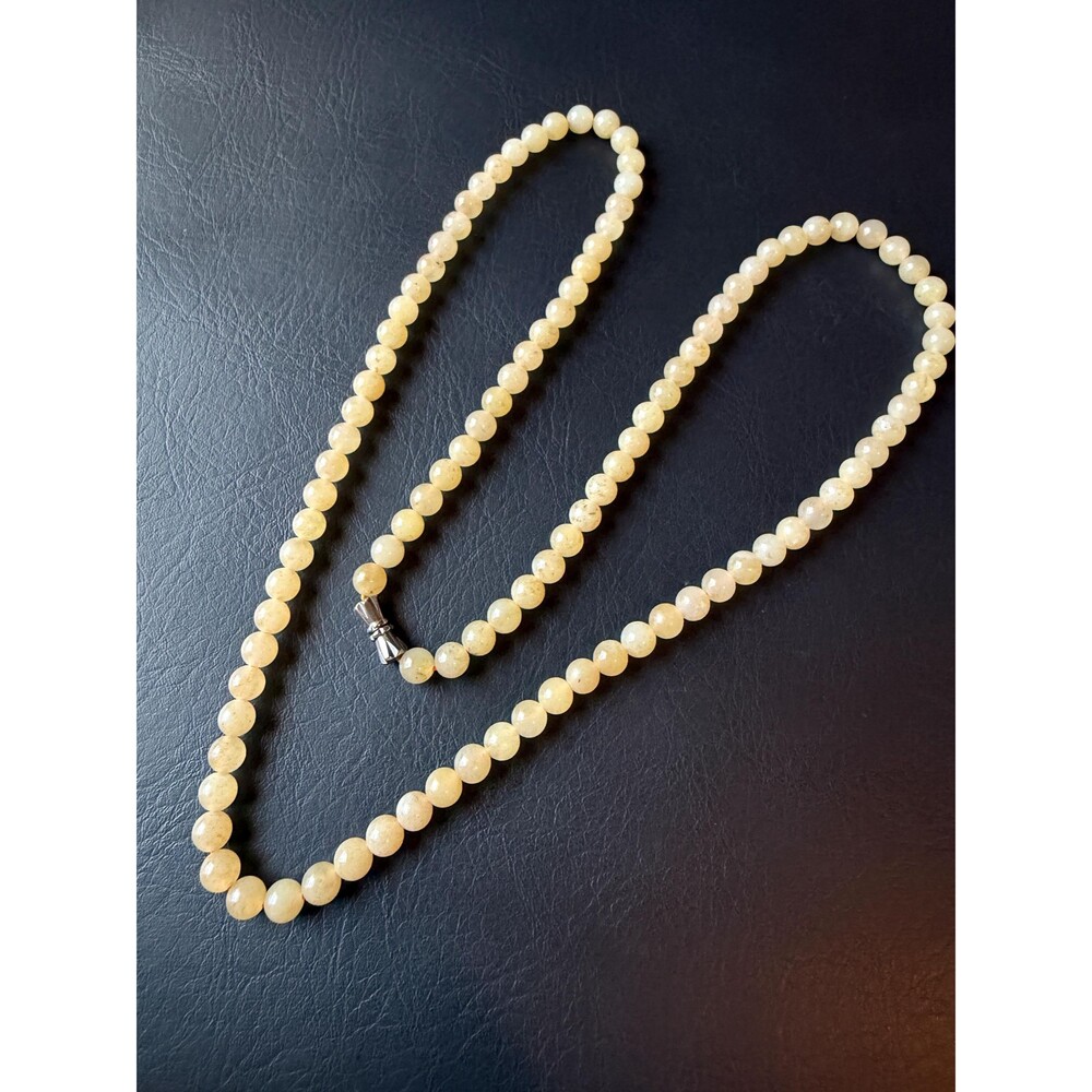 Honey Jade Necklace, Natural Golden Jade Beads, 24” OOAK Feng Shui Jade, Harmony